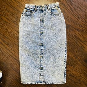 Vintage midi denim skirt acid wash